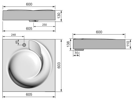 Раковина над стиральной машиной Киото 60*60 с кронштейнами