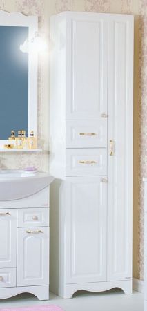 Шкаф пенал Бриклаер Анна 52 с бельевой корзиной Белый глянец, артикул 4627125411410