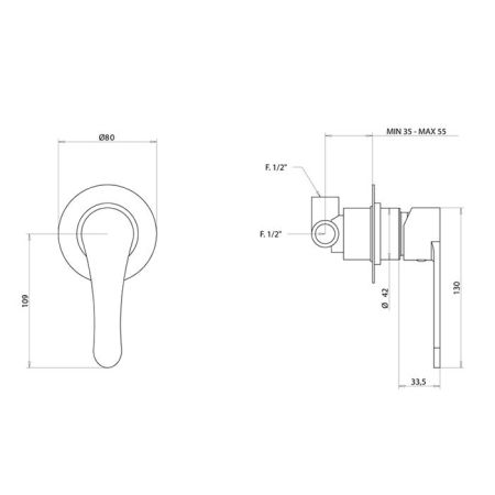 Bongio O'Clock Green Встраиваемый смеситель для душа, цвет черный матовый, артикул 14524NE00