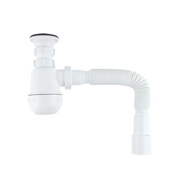 Сифон бутылочный IDDIS Optima Home 1.1/2x40мм, с выпуском и гофротрубой 40/50мм (900AVG0010VD)