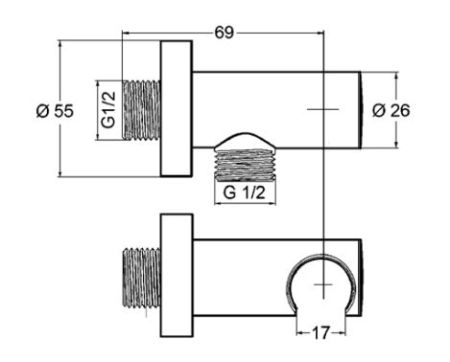Шланговое подсоединение, Kludi, A-QA, для шлангов с конической гайкой, держатель-в комплекте, стандарт подвода воды-1/2", цвет-чёрный матовый, артикул 6054739-00