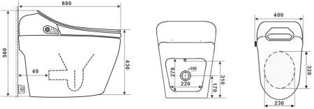 Электронный приставной унитаз-биде  TIMO TE-731, белый, артикул TE-731