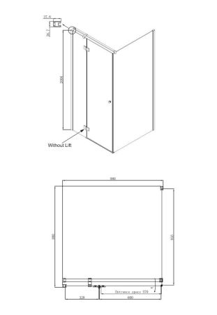 Душевой уголок Ambassador Diamond 12011103L-ST4, квадратный, линейный трап, 100х100, артикул 12011103L-ST4