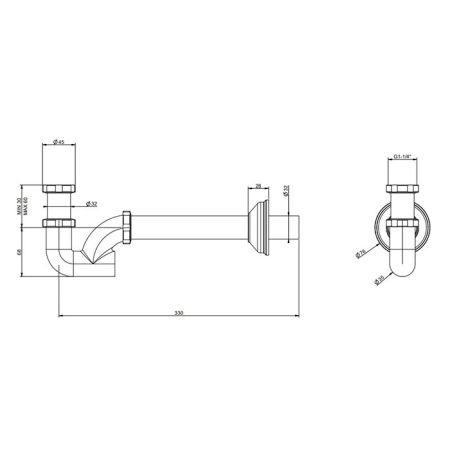 Gessi  Сифон на 1 1/4", цвет: Finox Brushed Nickel, артикул 01018#149