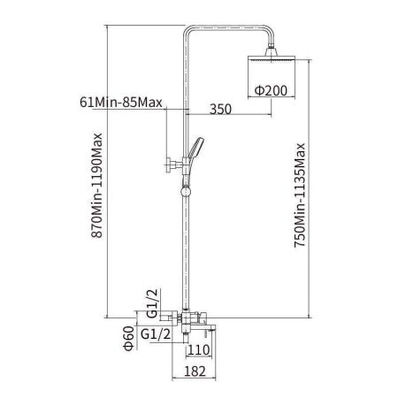 Душевая система FASHUN A2482-8, хром/белый
