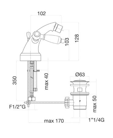 Смеситель для биде Fiore COLONIALE 02CO0632, хром/золото, артикул 02CO0632
