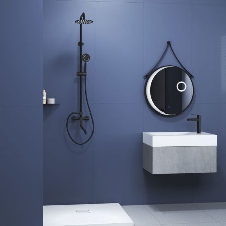 Душевая стойка черная со смесителем из стали RGW SP-24B