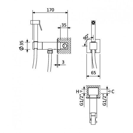 Гигиенический душ со смесителем CEZARES PORTA-DIF, артикул PORTA-DIF-SR