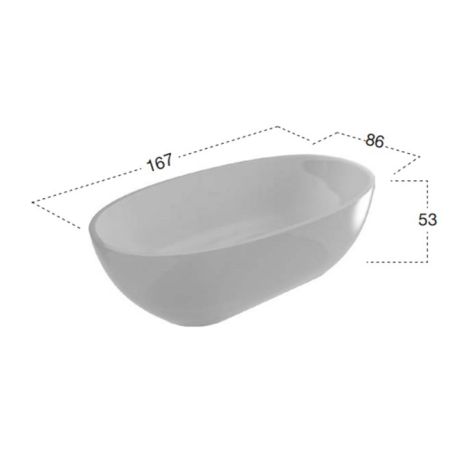 ANTONIO LUPI REFLEX Ванна отдельностоящая 1670х860х530 мм., с нажимным донным клапаном (хром), сифоном и гибким шлангом, Cristalmood, цвет Nebbia