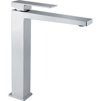 Fiore Kube, высокий однорычажный смеситель для раковины с донным клапаном click-clack, цвет черный матовый