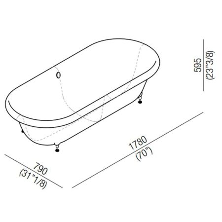 Agape Ottocento Ванна встраиваемая 178х79х59.5 см, слив-перелив нержавеющая сталь, цвет: белый, артикул AVAS0968ZZBR