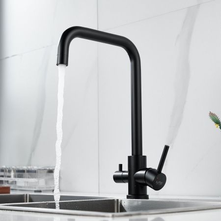 Смеситель для кухни с подключением фильтра воды Raffine F118H, черный