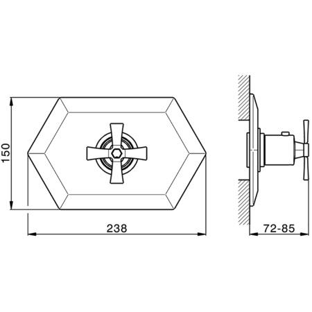 CISAL Cherie Внешняя часть встраиваемого термостатического смесителя для душа, цвет золото/черный, артикул CX0072007C