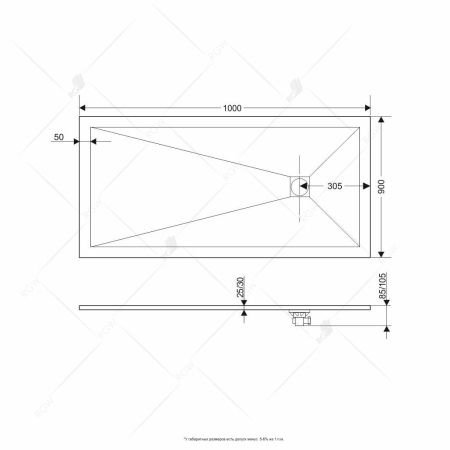 Душевой поддон прямоугольный RGW ST-Tr Терракот (900x1000), артикул 16152910-11