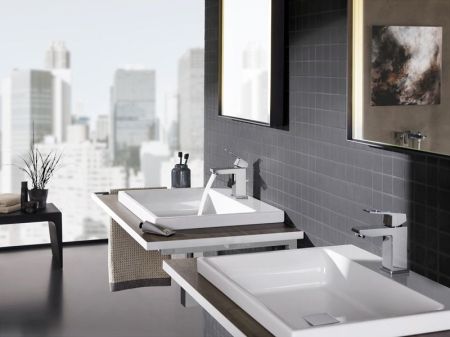 Смеситель для раковины GROHE Eurocube с донным клапаном и ограничением расхода воды, хром (2312700E), артикул 2312700E