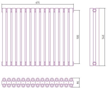Отопительный радиатор ЭСТЕТ-00 н/ж 500х675 / 15 сек (МУАР Темный Титан), артикул 15-0332-5015