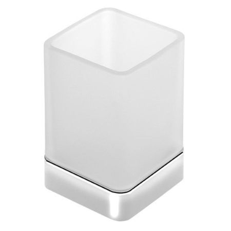 Стакан EVEREST для зубных щеток, стекло матовое с держателем, хром, Sapho