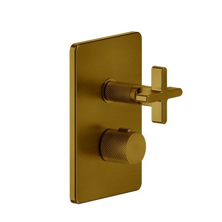 GESSI INCISO Встраиваемый термостатический смеситель на 2 источника, резьба 1/2'' (внешняя часть), цвет: gold brushed CCP, артикул 58234#087