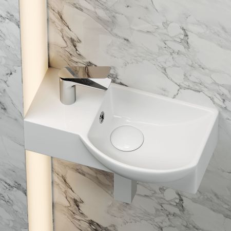 Умывальник подвесной прямоугольный  с крепежом (чаша справа, отверстие под смеситель слева) Element 400*220*120мм CN6039R, артикул CN6039R