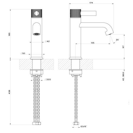 GESSI INCISO Смеситель для раковины на 1 отверстие без донного клапана Цвет: Black XL