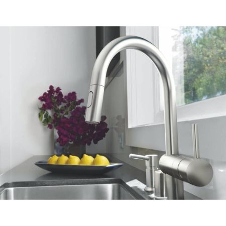 Смеситель для кухни GROHE Minta с выдвижным изливом, суперсталь (32321DC2), артикул 32321DC2