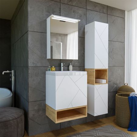 Тумба под раковину подвесная Бриклаер КРИСТАЛЛ белый, 50 см, артикул 4627125415937