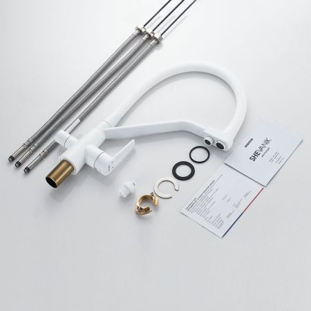 Смеситель для кухни с подключением фильтра Shevanik S968C, белый, артикул S968C