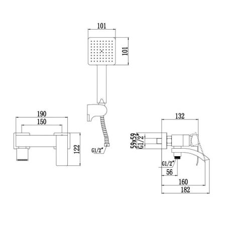 Смеситель для ванны Fmark FS8624-1C, матовое золото