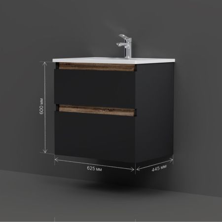 M85AFHX0652BM X-Joy, База под раковину, подвесная, 65 см, 2 ящика, черный матовый, артикул M85AFHX0652BM