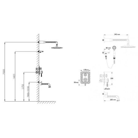 Душевая система Bronze de Luxe Windsor 10137F Бронза