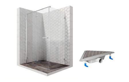 Душевой уголок Ambassador Abner 10011104L-ST8, прямоугольный, угловой трап, 120х90, артикул 10011104L-ST8