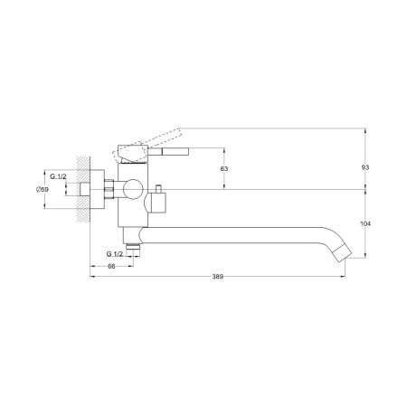 Смеситель для ванны G.Lauf ZAP7-A090, нержавеющая сталь