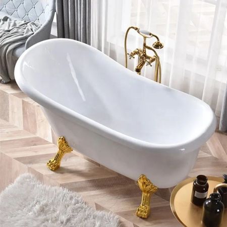 Ванна CLASSIC 150 акриловая отдельностоящая Cerutti SPA (1570x770x740) на львиных алюминиевых лапах (золото), артикул CT9667