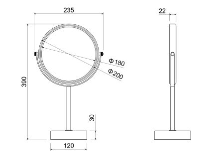 Зеркало косметическое настольное 3х AQUATEK AQ4913CR, артикул AQ4913CR