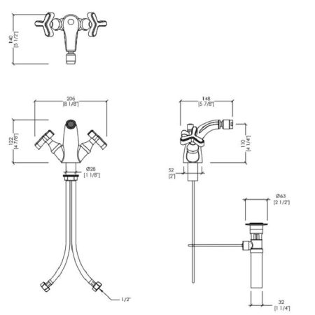 Devon Tribeca Смеситель для биде на 1 отв, с донным клапаном, цвет никель блестящий, артикул TRB520NK