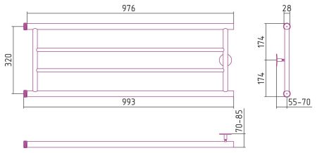 Полотенцесушитель СТИЛЬЕ "Минор 0600" 320х1000 (2) П (Без покрытия), артикул 00600-3210