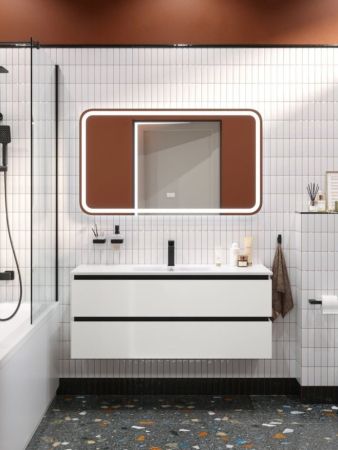 PLANE База под раковину подвесная с двумя выкатными ящиками, Белый глянец, 1000x458x500, PLANE-1000-2C-SO-BL, артикул PLANE-1000-2C-SO-BL