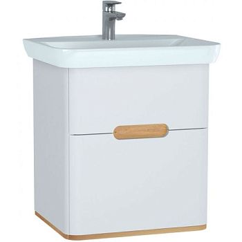 Тумба  Sento с раковиной, с 2 ящиками, 65 см, с LED подсветкой, цвет матовый белый (ножки 61069 заказываются отдельно)