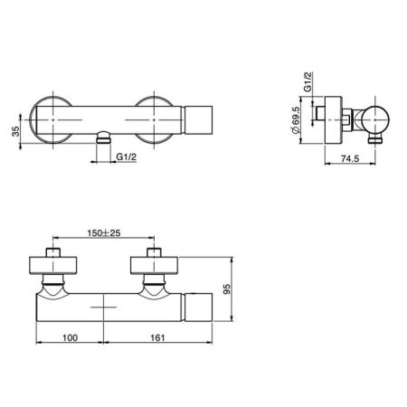 FIMA|Carlo Frattini Nomos go Смеситель для душа внешнего монтажа, цвет хром, артикул F4165/1CR
