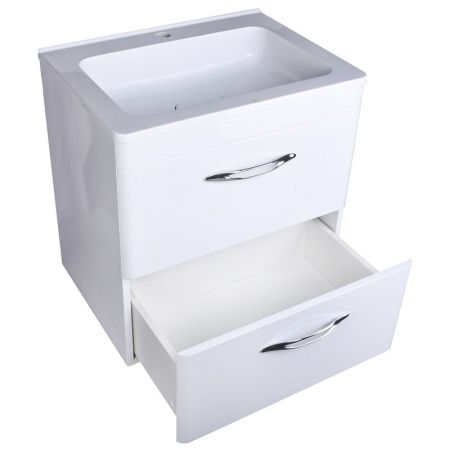 Тумба подвесная "Каре 80" (2 ящ.) Люкс белая, PLUS, артикул СС-00002270