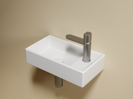 Умывальник подвесной прямоугольный (чаша слева, отверстие под смеситель справа) цвет белый матовый Элемент (Element) 407x217x100, артикул CN6051LMW