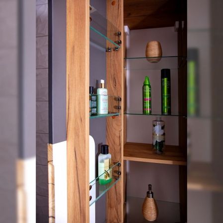 Шкаф пенал Бриклаер Форест 35 подвесной Антрацит со вставкой Пенёк