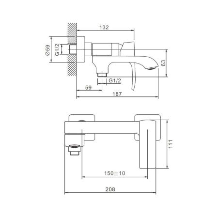 Смеситель для ванны BELZ B60507-5, золото