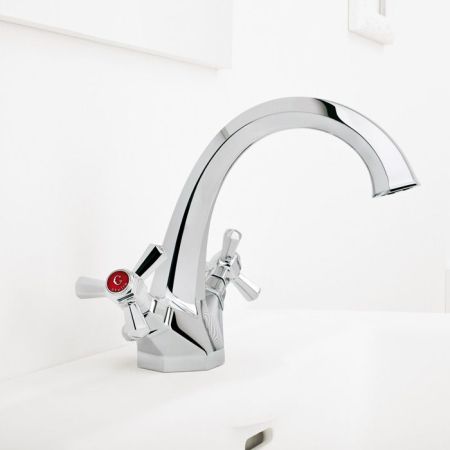 Stella Eccelsa Смеситель для раковины на 1 отверстие 3217M, с донным клапаном, цвет: хром