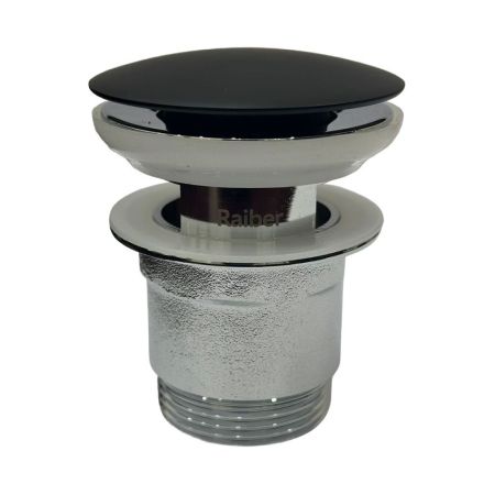 Донный клапан с переливом для раковины Raiber RPB-50, черный, артикул RPB-50