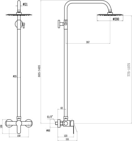 Душевая система Fmark FS8205, сатин, артикул FS8205