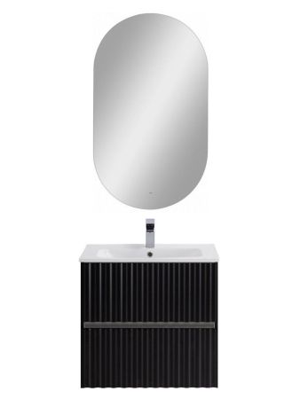 ELEGANT База под раковину подвесная с двумя выкатными ящиками, с LED подсветкой ручек. Чёрный матовый, 570x469x550 AM-ELEGANT-600-2C-SO-NM-LED, артикул AM-ELEGANT-600-2C-SO-NM-LED