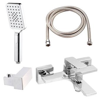 AQG Delta, однорычажный смеситель для ванны c набором для душа SETP, цвет хром