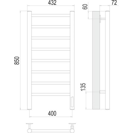 Полотенцесушитель электрический Terminus Аврора П8 40х85, артикул 4670078531162