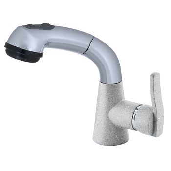Смеситель для кухни с выдвижным изливом и режимом душ GranFest 3773, серый